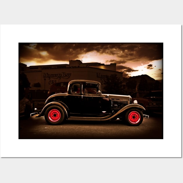 1932 black ford 5 window deuce coupe Wall Art by CoolCarVideos